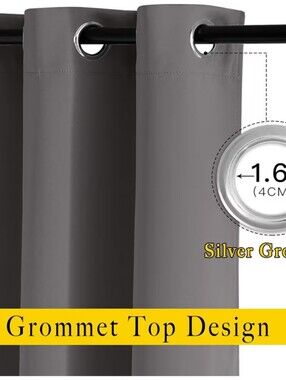 Grey Grommet Top Blackout Curtain Panels 52Wx84L (2 panels)